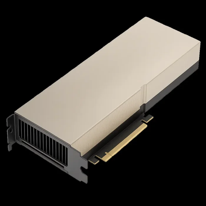 Крупный план видеокарты NVIDIA A100 96 GB PCIe OEM с открытыми слотами для модулей памяти и металлическим кожухом. Видеокарта NVIDIA A100 96G PCIe OEM