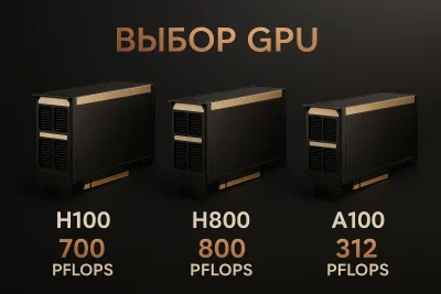 Сравнение GPU H100, H800 и A100 для обучения нейросетей