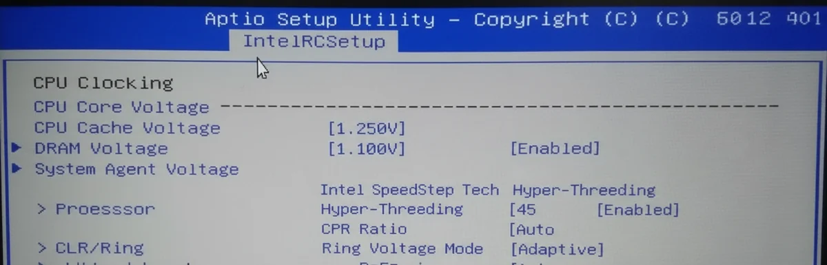 Настройки напряжений