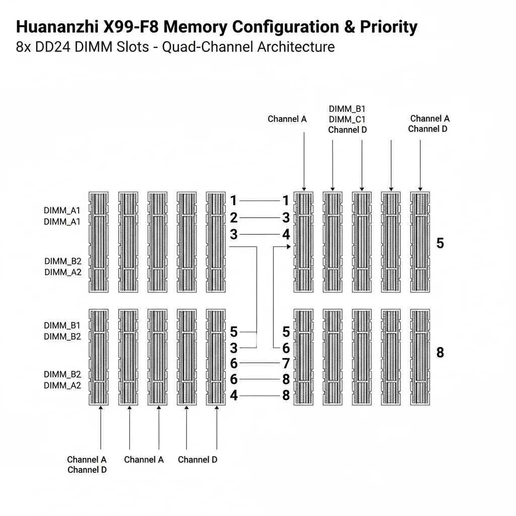Конфигурация слотов памяти X99-F8