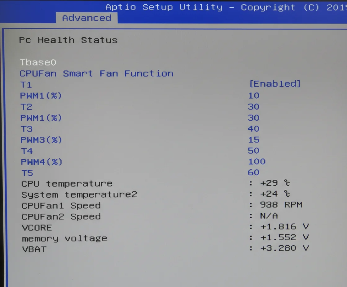 Настройки SmartFan в BIOS