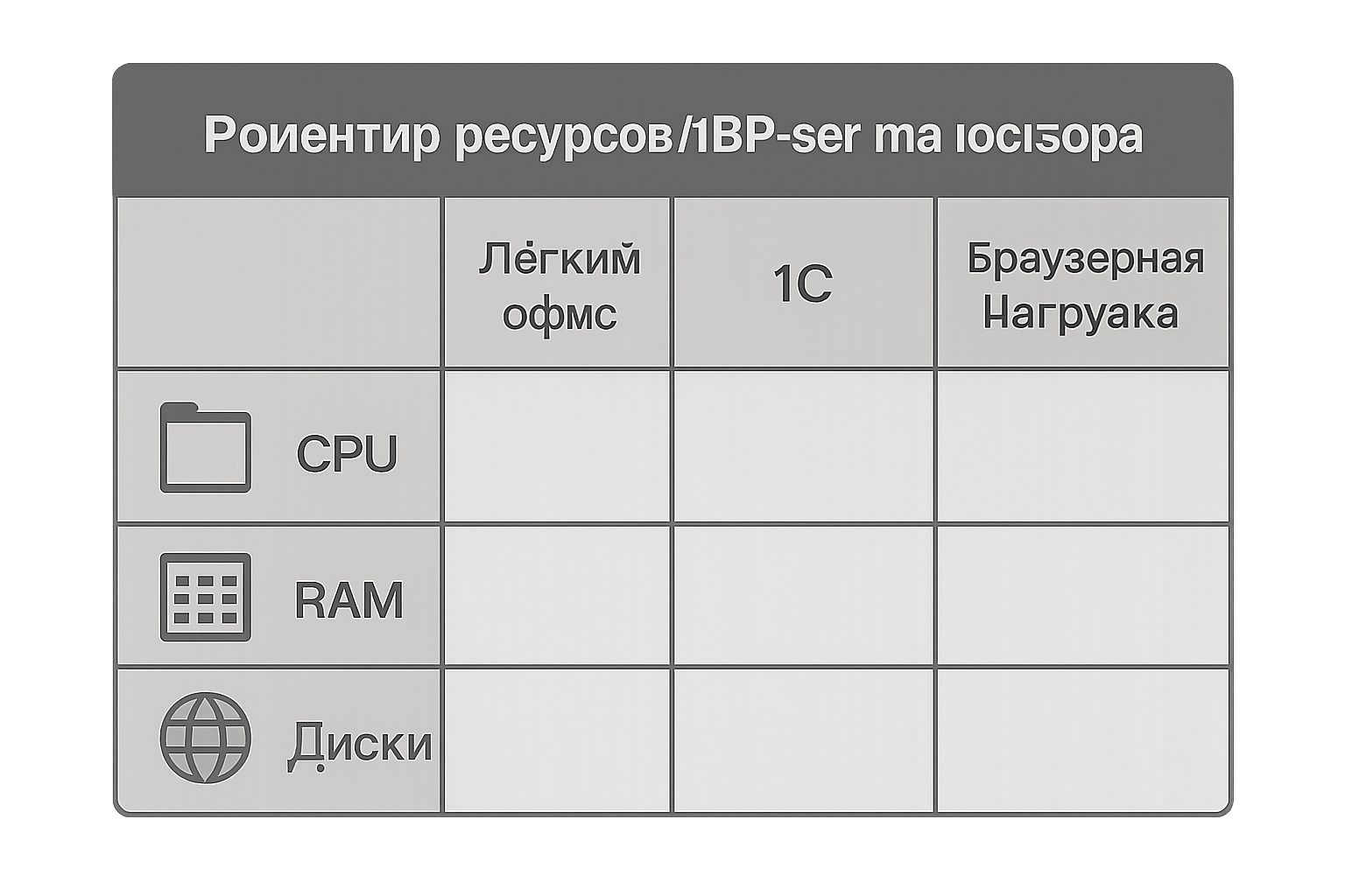 Ориентиры по CPU, памяти и дискам на одного RDP-пользователя