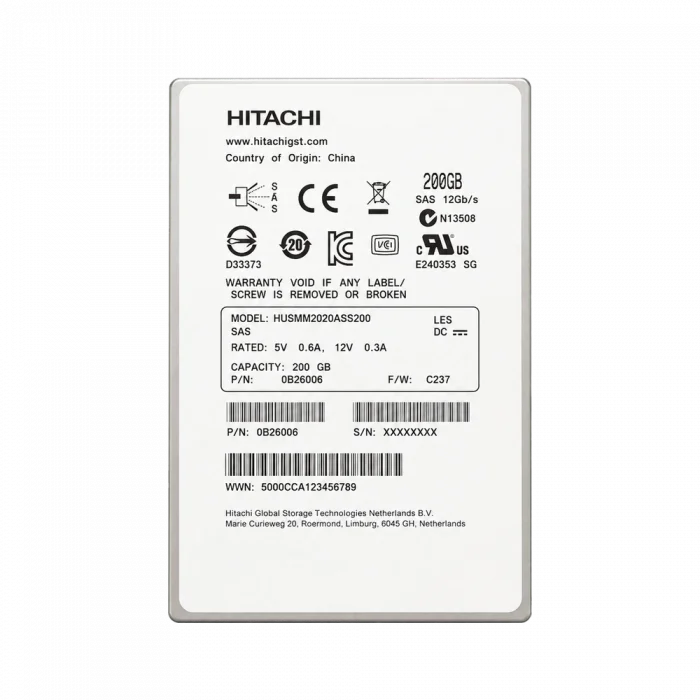 SSD SAS 200 ГБ Hitachi (ресурс 100%)