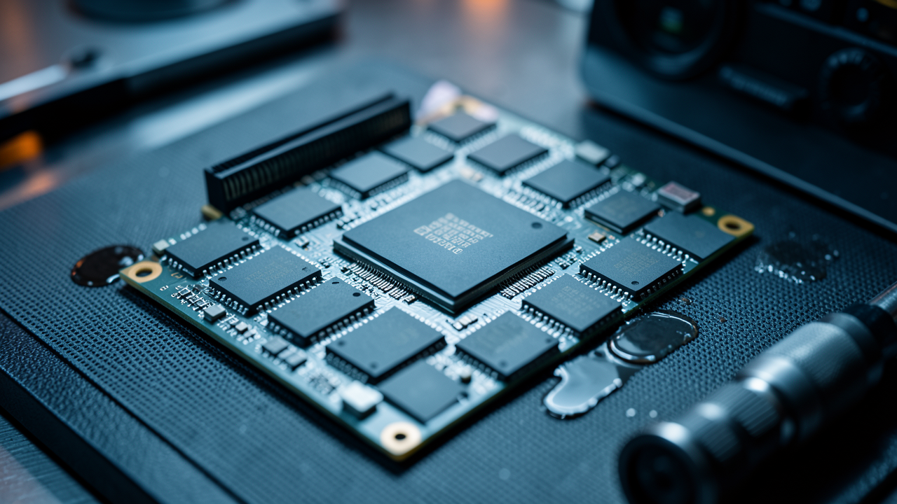 Модули видеопамяти вокруг GPU на плате видеокарты