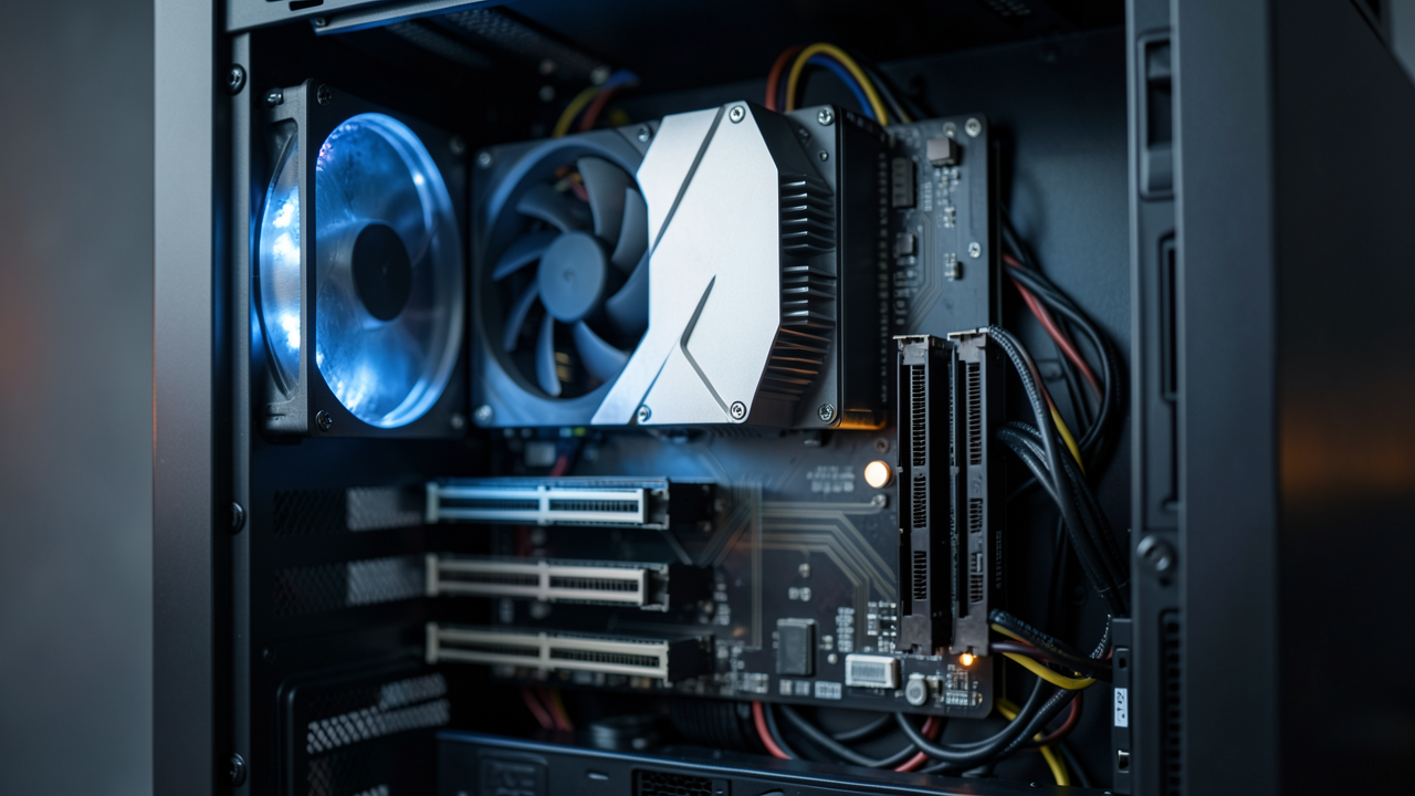 Серверная плата: CPU с радиатором и модули ОЗУ для видеоаналитики